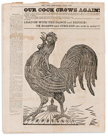 (PRESIDENTS.) Pair of newspapers with satirical full-page illustrations on the 1876 and 1884 elections.